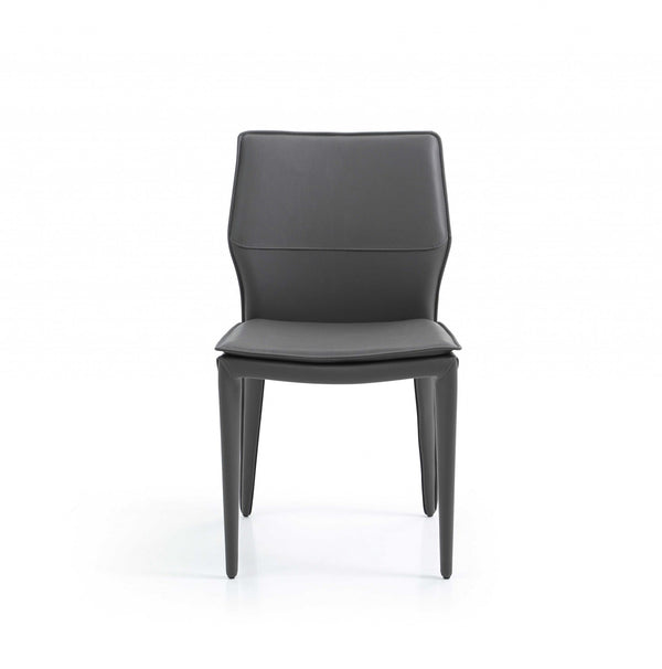 Homeroots Set Of Two Gray Slipcovered Upholstered Faux Leather Dining Side Chairs  Metal 370668