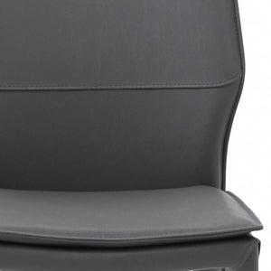 Homeroots Set Of Two Gray Slipcovered Upholstered Faux Leather Dining Side Chairs  Metal 370668