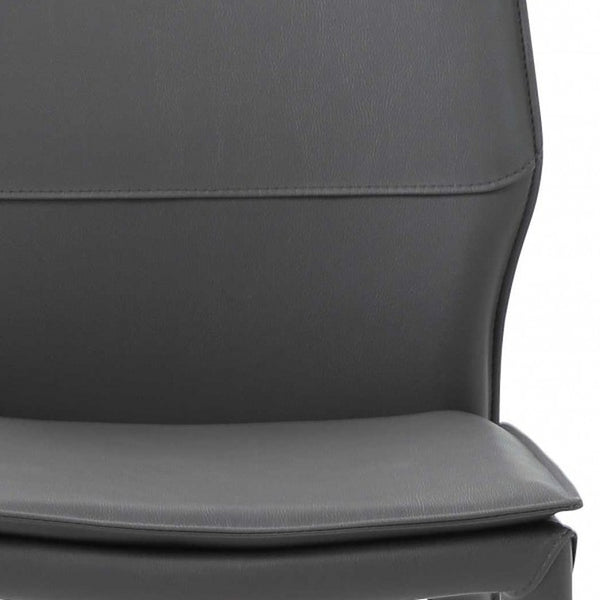 Homeroots Set Of Two Gray Slipcovered Upholstered Faux Leather Dining Side Chairs  Metal 370668