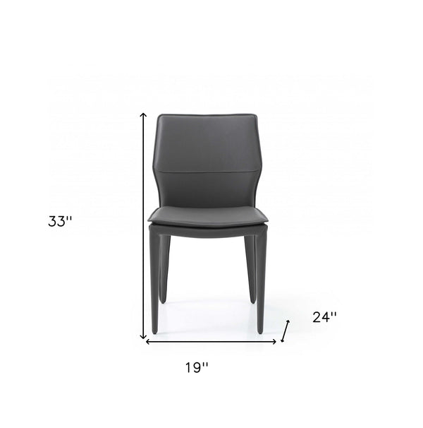 Homeroots Set Of Two Gray Slipcovered Upholstered Faux Leather Dining Side Chairs  Metal 370668