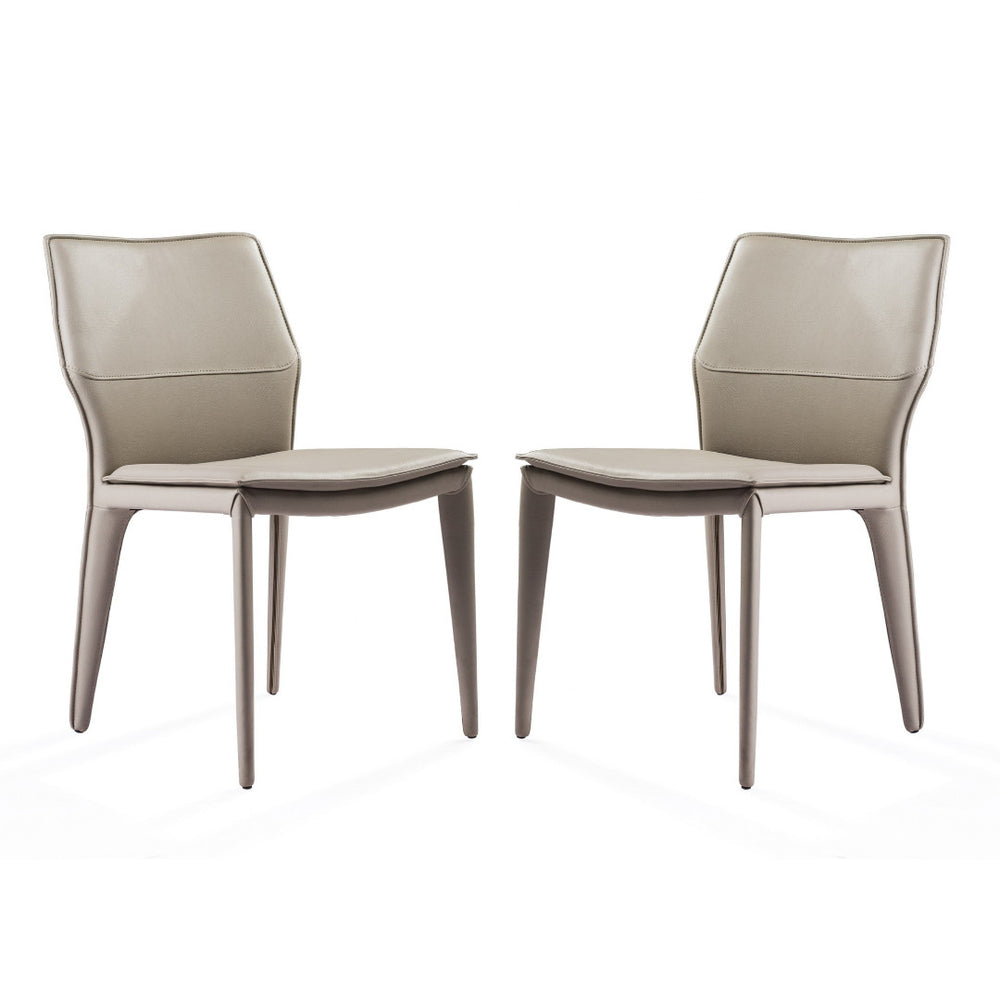Homeroots Set Of Two Taupe Upholstered Faux Leather Dining Side Chairs  Metal 370669