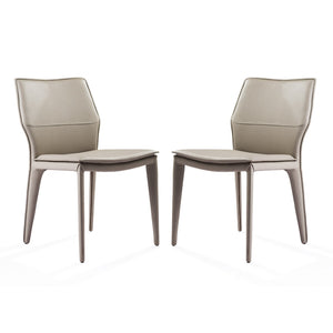 Homeroots Set Of Two Taupe Upholstered Faux Leather Dining Side Chairs  Metal 370669