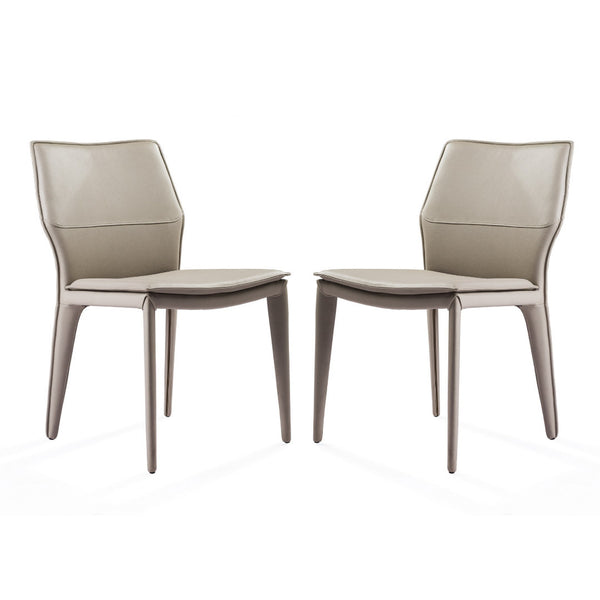 Homeroots Set Of Two Taupe Upholstered Faux Leather Dining Side Chairs  Metal 370669