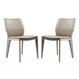 Homeroots Set Of Two Taupe Upholstered Faux Leather Dining Side Chairs  Metal 370669