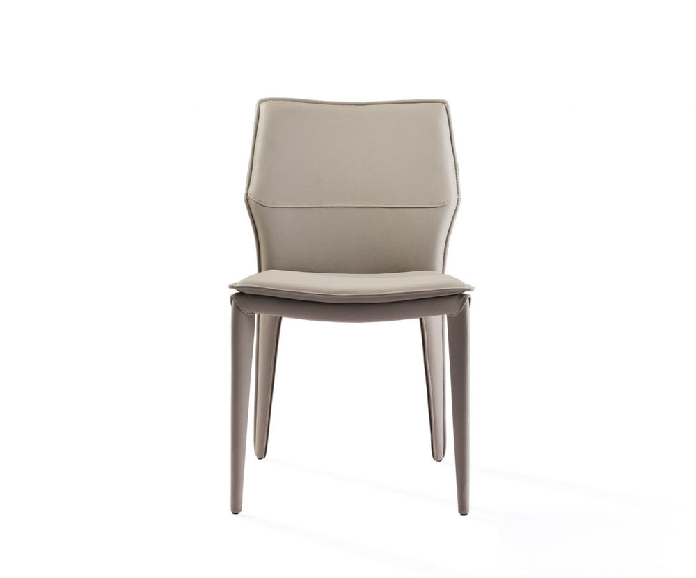 HomeRoots Set of Two Taupe Upholstered Faux Leather Dining Side Chairs - Stylish, Durable & Versatile Seating 370669