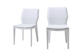 Homeroots Set Of Two White Slipcovered Upholstered Faux Leather Dining S  Metal 370670