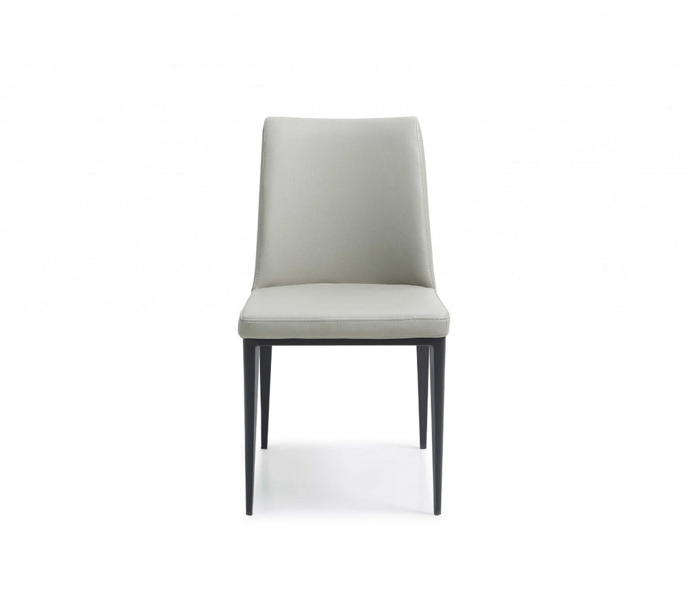 HomeRoots Set of Two Modern Gray and Black Upholstered Faux Leather Dining Side Chairs for Versatile Spaces 370671