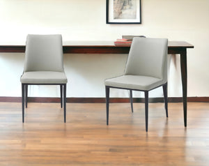 Homeroots Set Of 2 Light Grey Faux Leather And Metal Dining Chairs  Metal 370671