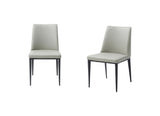 Homeroots Set Of 2 Light Grey Faux Leather And Metal Dining Chairs  Metal 370671