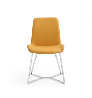 Homeroots Set Of Two Orange And Silver Upholstered Dining Side Chairs  Metal 370674