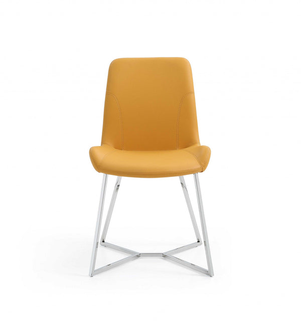 Homeroots Set Of Two Orange And Silver Upholstered Dining Side Chairs  Metal 370674