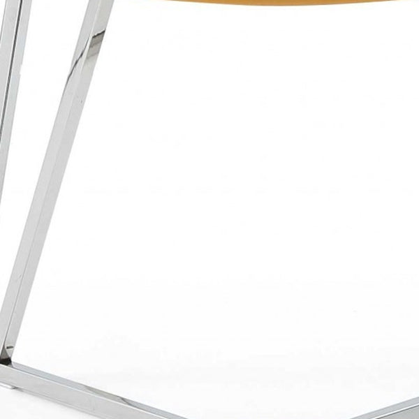 Homeroots Set Of Two Orange And Silver Upholstered Dining Side Chairs  Metal 370674