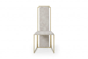 Homeroots Set Of Two Beige And Gold Upholstered Dining Side Chairs  Metal 370683