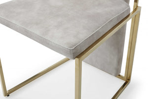 Homeroots Set Of Two Beige And Gold Upholstered Dining Side Chairs  Metal 370683