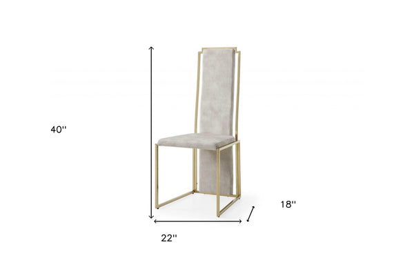 Homeroots Set Of Two Beige And Gold Upholstered Dining Side Chairs  Metal 370683