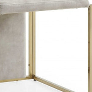 Homeroots Set Of Two Beige And Gold Upholstered Dining Side Chairs  Metal 370683