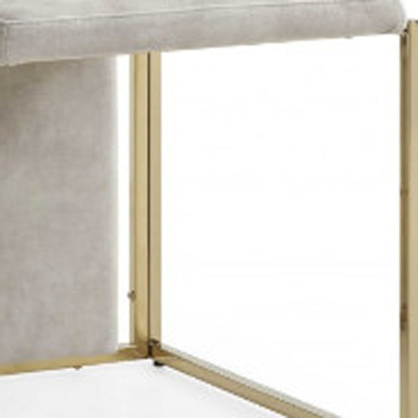 Homeroots Set Of Two Beige And Gold Upholstered Dining Side Chairs  Metal 370683