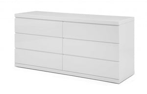 Homeroots 63 X 20 X 30 White Double Dresser  Solid Wood 370684