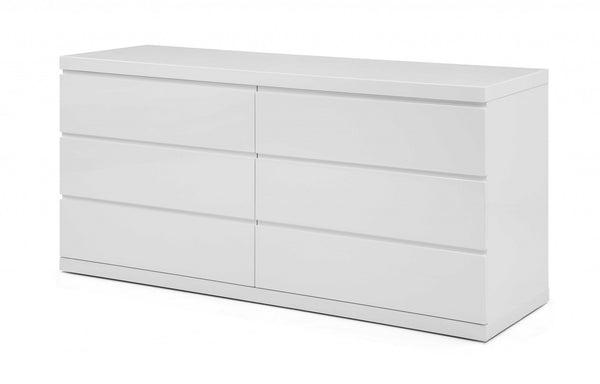 Homeroots 63 X 20 X 30 White Double Dresser  Solid Wood 370684