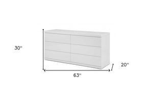 Homeroots 63 X 20 X 30 White Double Dresser  Solid Wood 370684