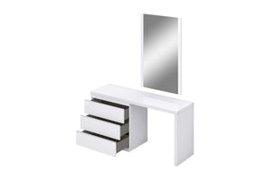 31 Inch Wide Double Dresser Extension in White Finish for Bedroom Storage