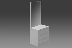 31 Inch Wide Double Dresser Extension in White Finish for Bedroom Storage