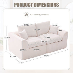 English Elm UNITED Cloud Couch Modular Sectional Sofa with Corduroy Cover, Ergonomic 2-Seater, No Assembly Needed Beige W1568P371117