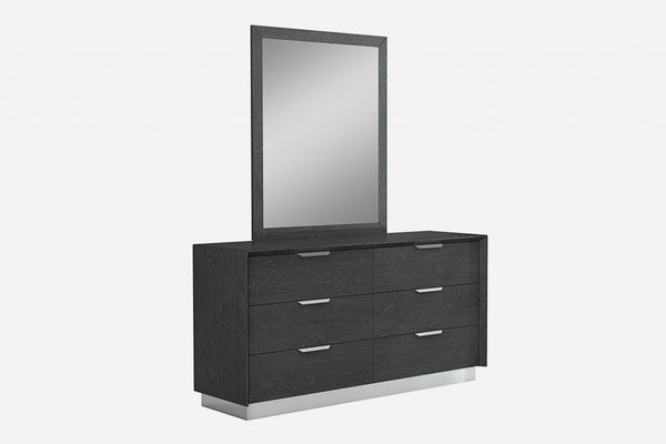 HomeRoots 63 Inch Solid Wood Double Dresser with Six Drawers for a Refined Bedroom Storage 370691