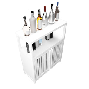 English Elm White Bamboo Storage Cabinet with Shelves — Large Capacity Freestanding Bathroom & Living Room Organizer, Durable Eco-Friendly Design W2207P242509