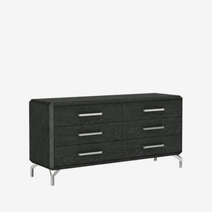 HomeRoots 67 Inch Six Drawer Wood Dresser with Spacious Storage for Modern Bedroom Styling 370702