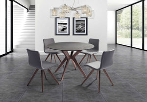 Homeroots 47" Gray And Brown Glass And Solid Wood Dining Table  Stone & Mineral 370704