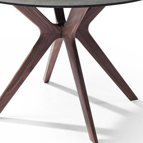 Homeroots 47" Gray And Brown Glass And Solid Wood Dining Table  Stone & Mineral 370704