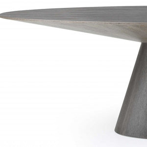 Homeroots 95" Gray Rounded Solid Wood Pedestal Base Dining Table   370712