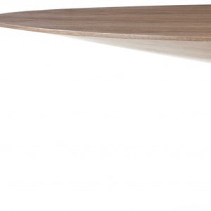 Homeroots 95" Brown Oval Solid Wood Pedestal Base Dining Table   370713