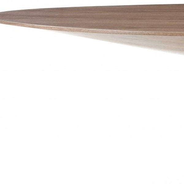 Homeroots 95" Brown Oval Solid Wood Pedestal Base Dining Table   370713