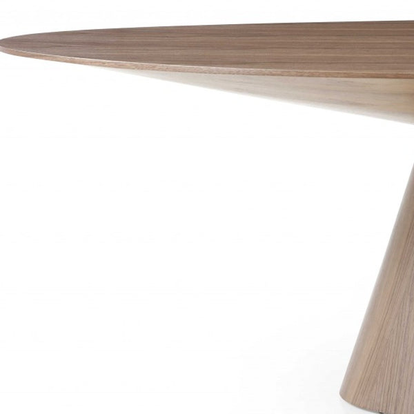 Homeroots 95" Brown Oval Solid Wood Pedestal Base Dining Table   370713