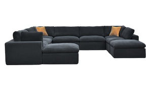 English Elm Coffee Bean Fabric Modular Sectional Sofa with Toss Pillows for Living Room B2748S00086