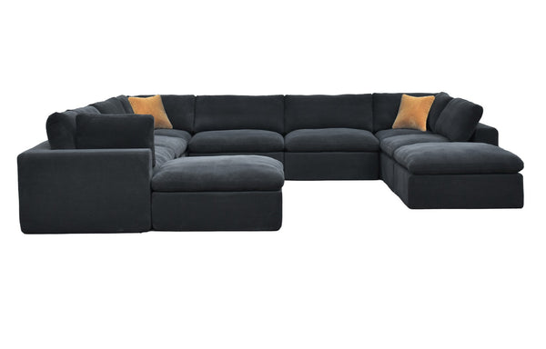 English Elm Coffee Bean Fabric Modular Sectional Sofa with Toss Pillows for Living Room B2748S00086
