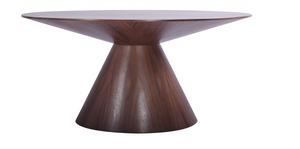 Homeroots 59" Brown Rounded Solid Wood Pedestal Base Dining Table   370716