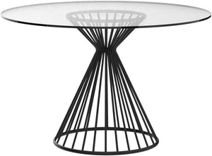 Homeroots 47" Clear And Black Rounded Glass And Iron Pedestal Base Dining Table   370721