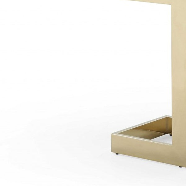 Homeroots 87" Clear And Gold Glass And Stainless Steel Double Pedestal Base Dining Table   370725