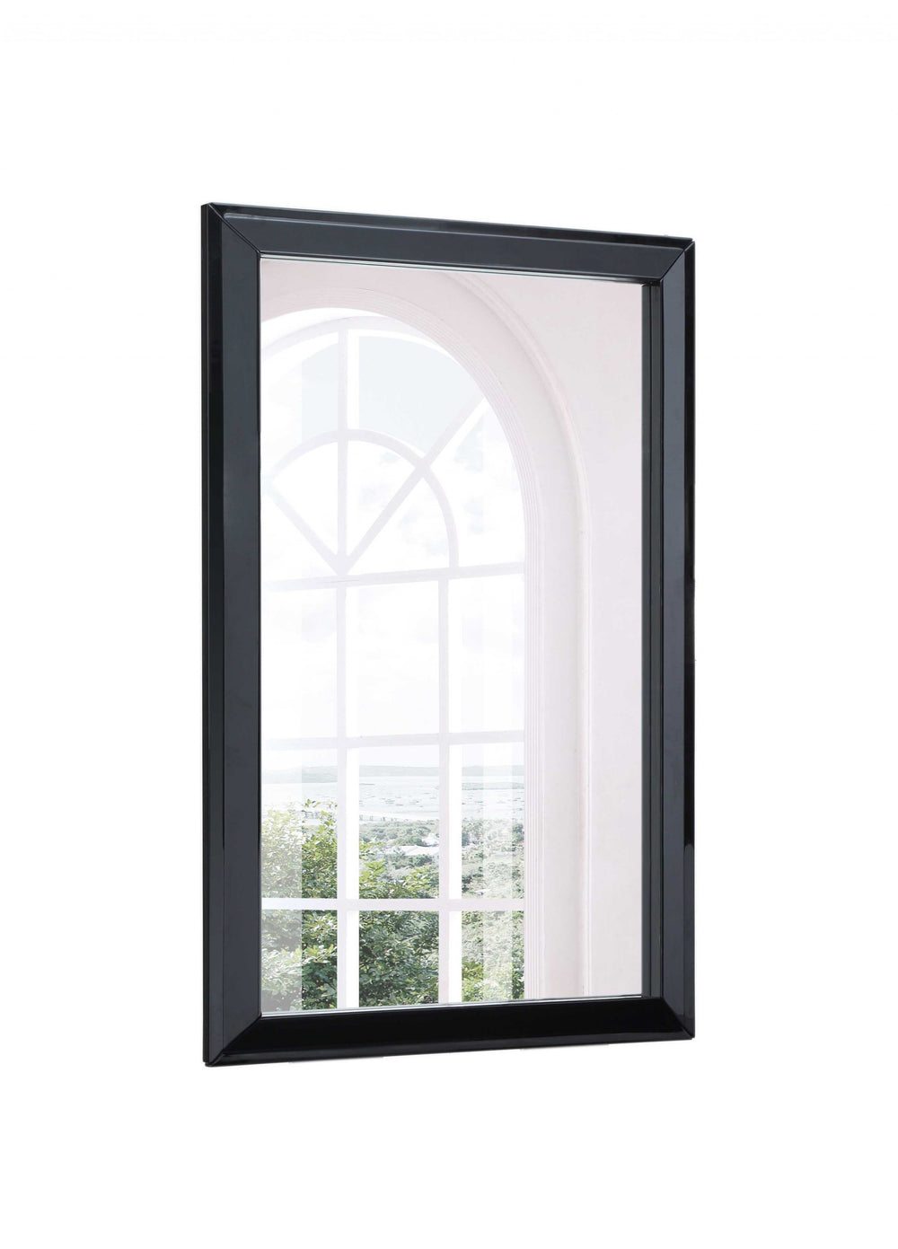 Homeroots 51" Black Wood Framed Accent Mirror  Glass 370732