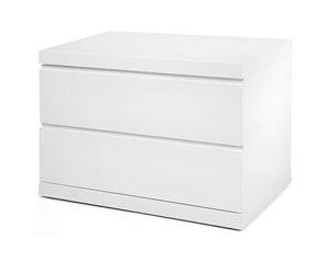 Homeroots 20" White Two Drawer Glossy Finish Nightstand   370734