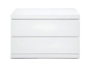 Homeroots 20" White Two Drawer Glossy Finish Nightstand   370734