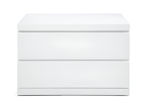 Homeroots 20" White Two Drawer Glossy Finish Nightstand   370734