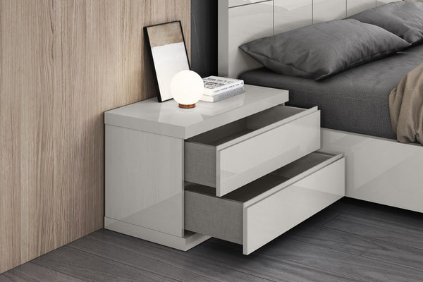 Homeroots Modern Gray Woodgrain Nightstand With 2 Drawers - Stylish Contemporary Design For Your Bedroom   370735