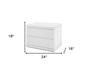 Homeroots 18" White Two Drawers Nightstand   370736