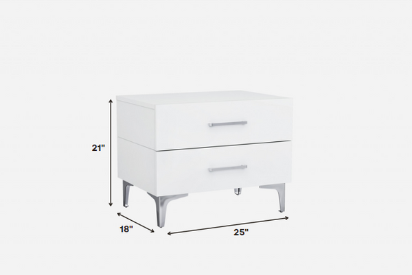 Homeroots 21" White Two Drawers Nightstand   370740