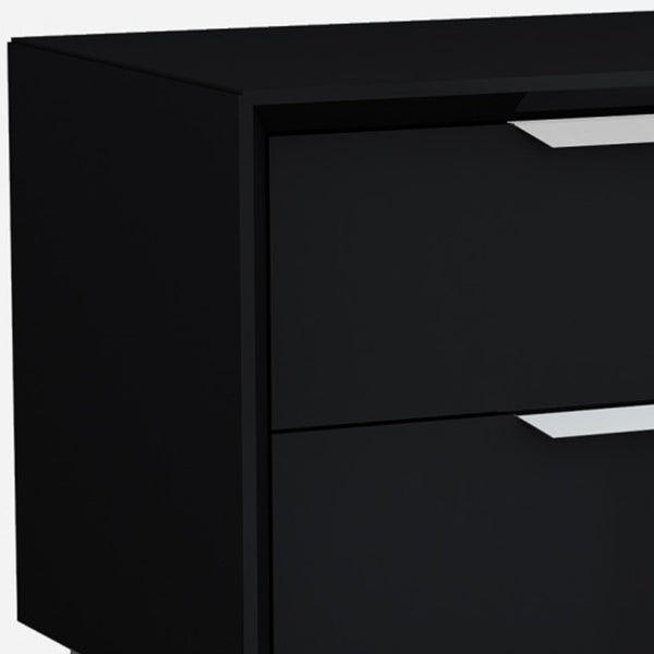 Homeroots 21" Black Two Drawers Nightstand   370741