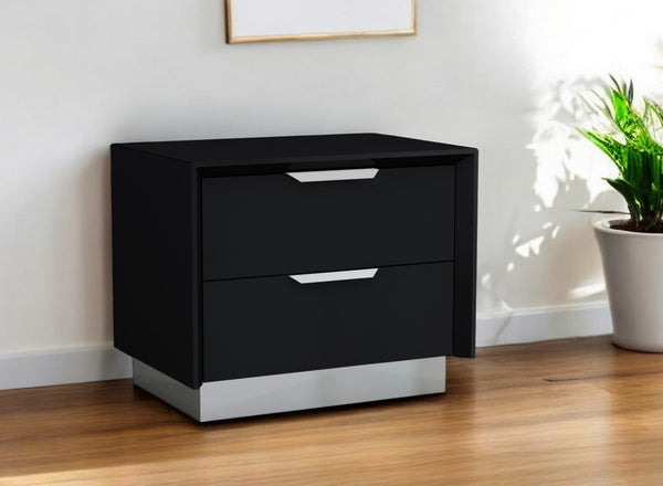 Homeroots 21" Black Two Drawers Nightstand   370741